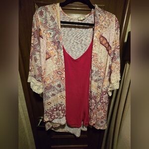 EyeShadow wrap cardigan 2x with tank